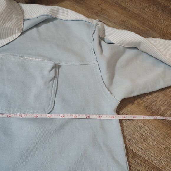 Free People Madeleine Sweatshirt Womens Size XS Blue Striped Oversized Pullover - Picture 10 of 12